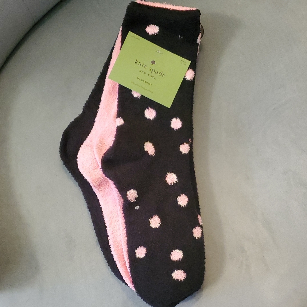 3 Pairs Kate Spade Black and Pink Polka Dot Casual Socks..